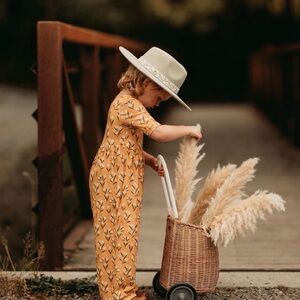 Mustard Floral Print Kids Jumpsuit